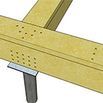 Т-образный узел соединения частей деревянного ростверка