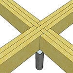 Перекрестное соединение частей деревянного ростверка из сплоченных досок